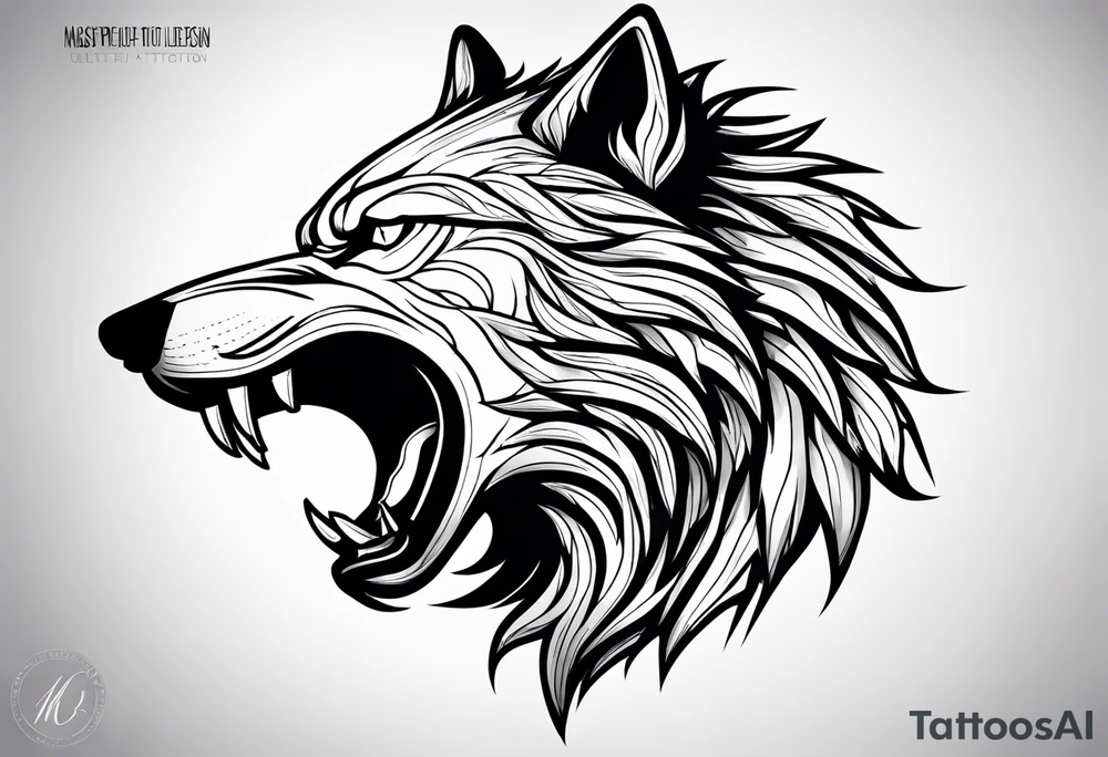 angry alpha wolf tattoo idea