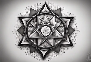 Expanding 3D pentagrams, geometric, tattoo idea