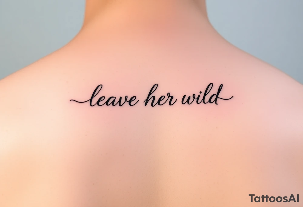 small fine line tattoo of words "leave her wild" tattoo idea