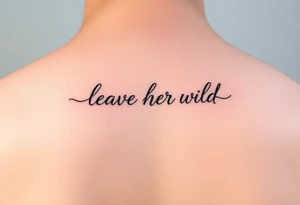 small fine line tattoo of words "leave her wild" tattoo idea