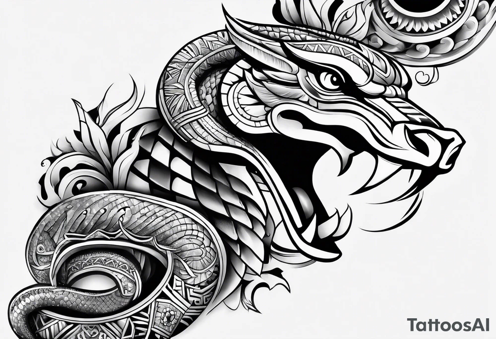 aztec snake sleeve tattoo idea
