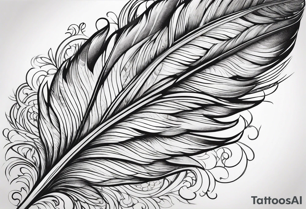 Feather with intricate details tattoo idea