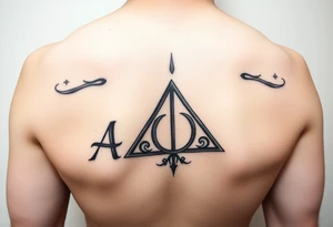 Amanda name with Harry Potter deathly hallows tattoo idea