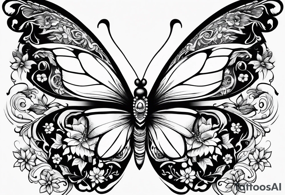 wing, flower, butterfly , tattoo idea