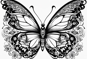 wing, flower, butterfly , tattoo idea