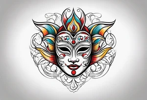 Carnival mask for men on back tattoo idea