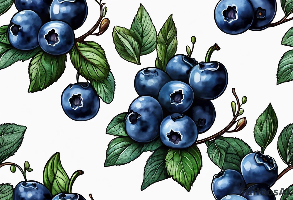 3 blueberries with a leaf tattoo idea