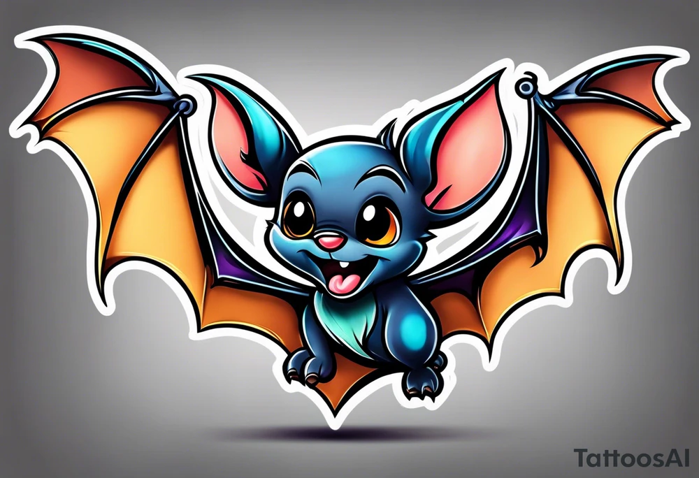 cartoon bat in style of disney tattoo idea