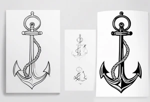 Anchor with the word sonder in the stem of the anchor tattoo idea