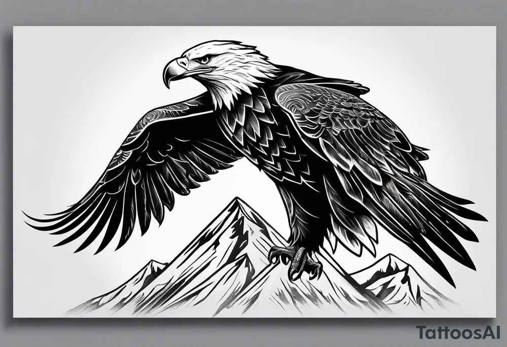 eagle gliding with sun in the back tattoo idea