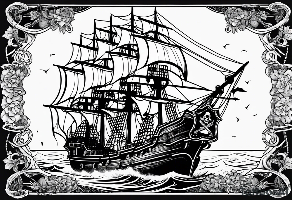 Ship pirate tattoo idea