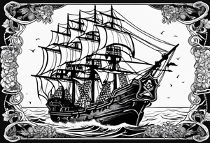 Ship pirate tattoo idea