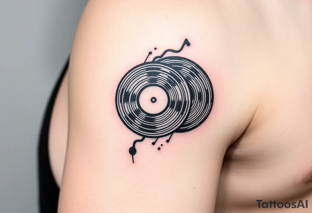 vinyl records as an expression of love for house music tattoo idea