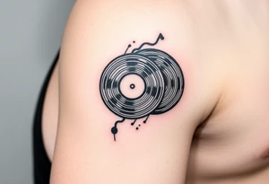 vinyl records as an expression of love for house music tattoo idea