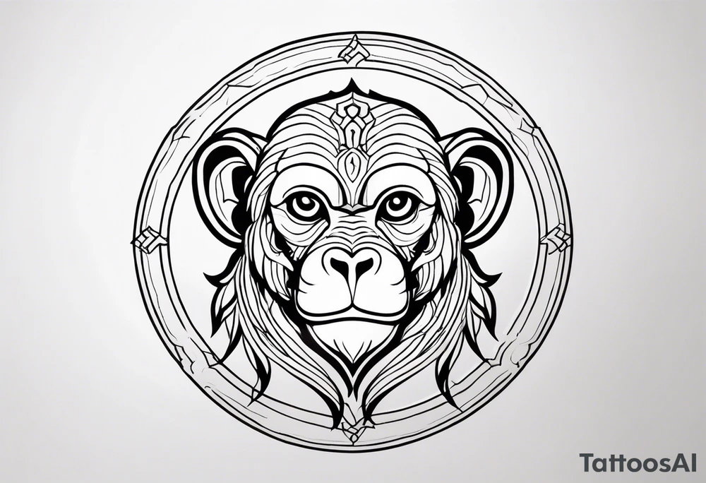 zodiac monkey traditional art tattoo idea