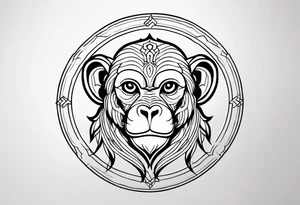 zodiac monkey traditional art tattoo idea