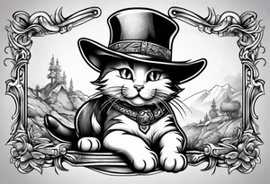 cartoon cat full body cowboy tattoo idea