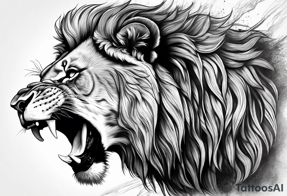 Lion with dominance and fear roaring make it scary tattoo idea