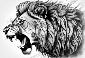 Lion with dominance and fear roaring make it scary tattoo idea