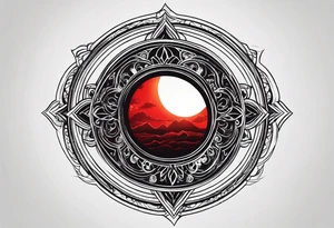 black solar eclipse with red light behind it tattoo idea