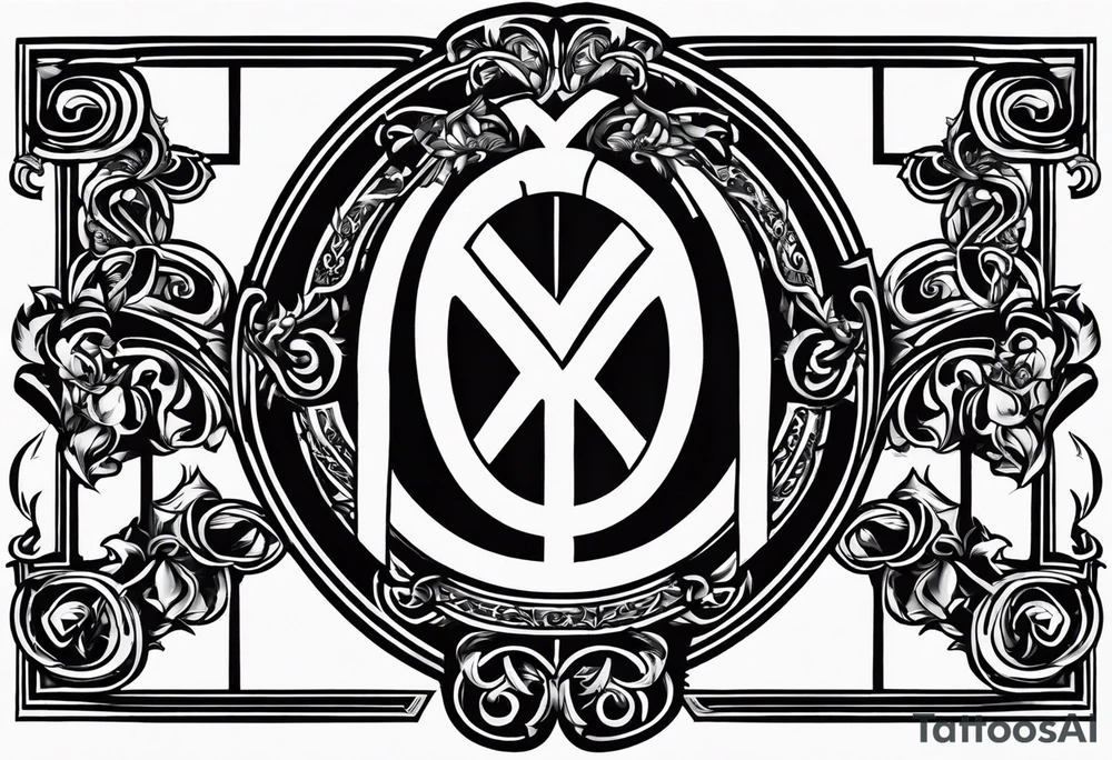 Greek Capital Letter Omega symbol black magic style tattoo idea