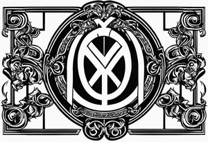 Greek Capital Letter Omega symbol black magic style tattoo idea