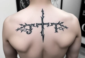 Matching/ connecting tattoos:
Use them as part of the overall shape or structure of the design, like incorporating the letter "J" into a vine or "T" into a stone crack. tattoo idea
