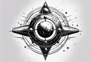 deep space Sputnik with fade around edges tattoo idea