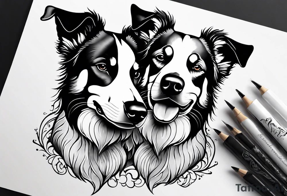 Dog with theee heads tattoo idea
