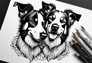 Dog with theee heads tattoo idea