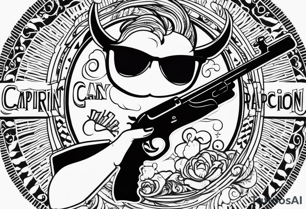capricorn with sunglasses and shotgun tattoo idea