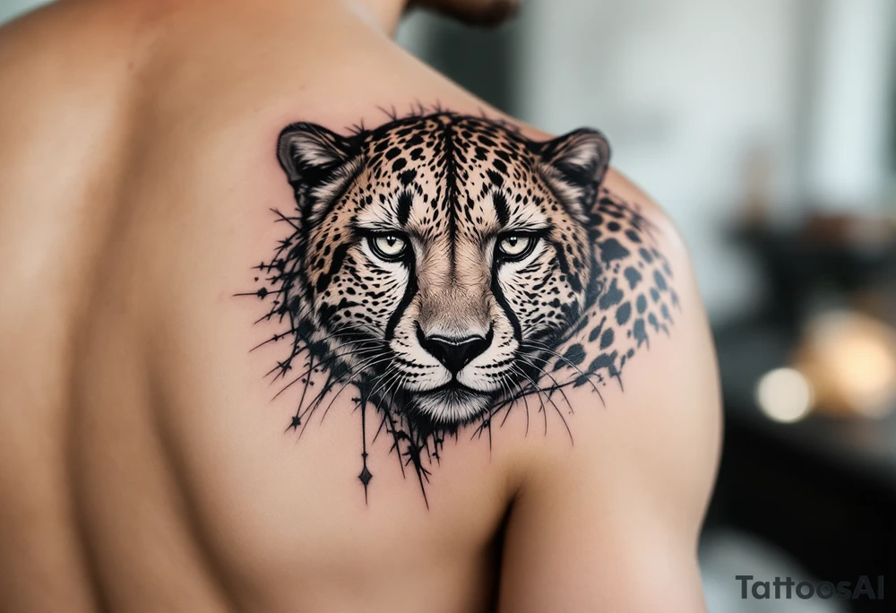 cheetah tattoo on neoclassic style tattoo idea