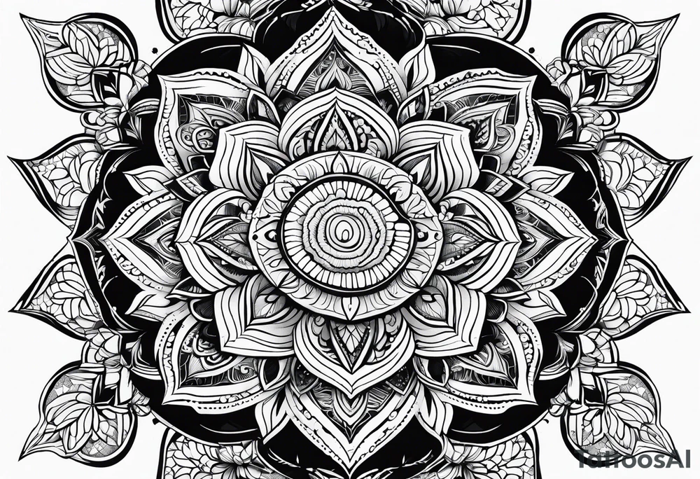 Thick line mandala lace diamond tattoo idea