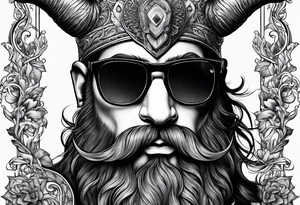 capricorn with beard and sunglasses tattoo idea