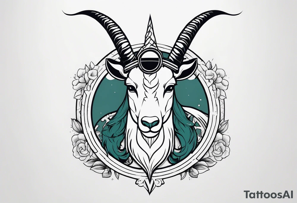 capricorn with sunglasses and gun tattoo idea