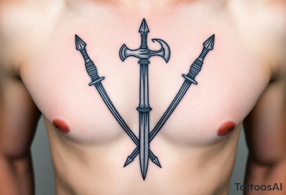 2 Roman spears
 an axe 
A sword tattoo idea