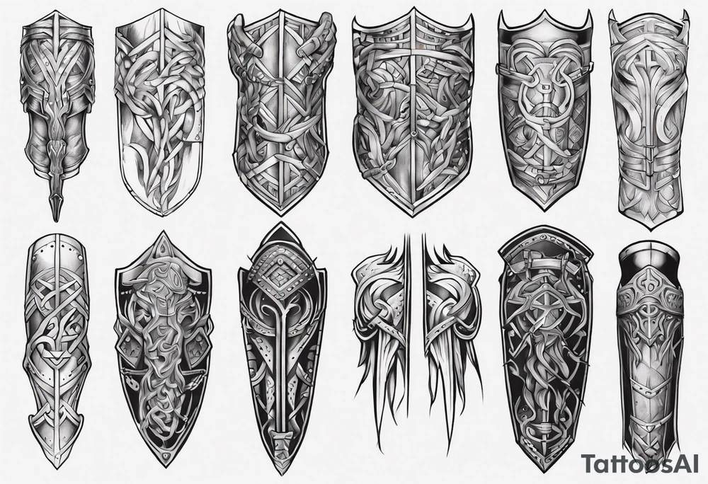 Viking leg armor tattoo idea