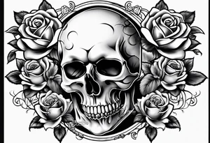 Skull rose santanic pagan realistic tattoo idea