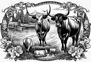 hunting and cows and bulls and fishing and love tattoo idea