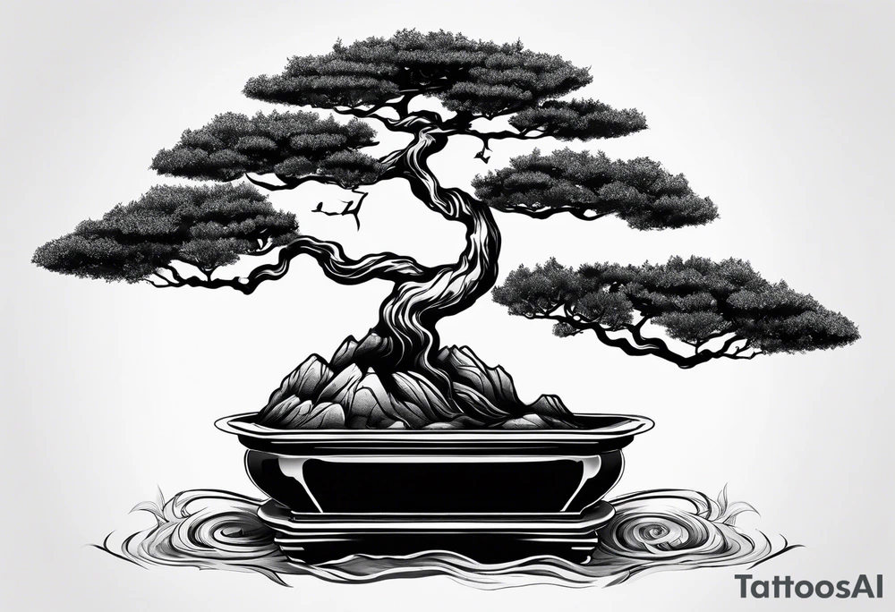 Sunset and little down bonsai trees tattoo idea Sunset and little down bonsai trees tattoo idea