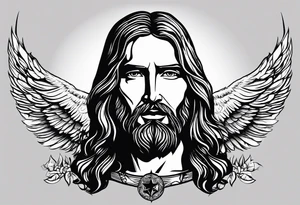 Jesus, looking at me (I am an eagle) and the holy spririt. tattoo idea