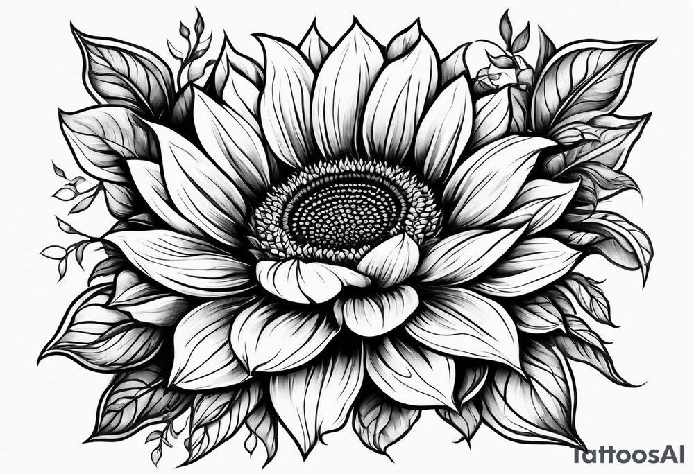 Flower fire an a sunflower tattoo idea