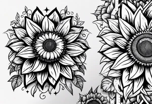 Roman numerals with sunflower arm sleeve tattoo idea