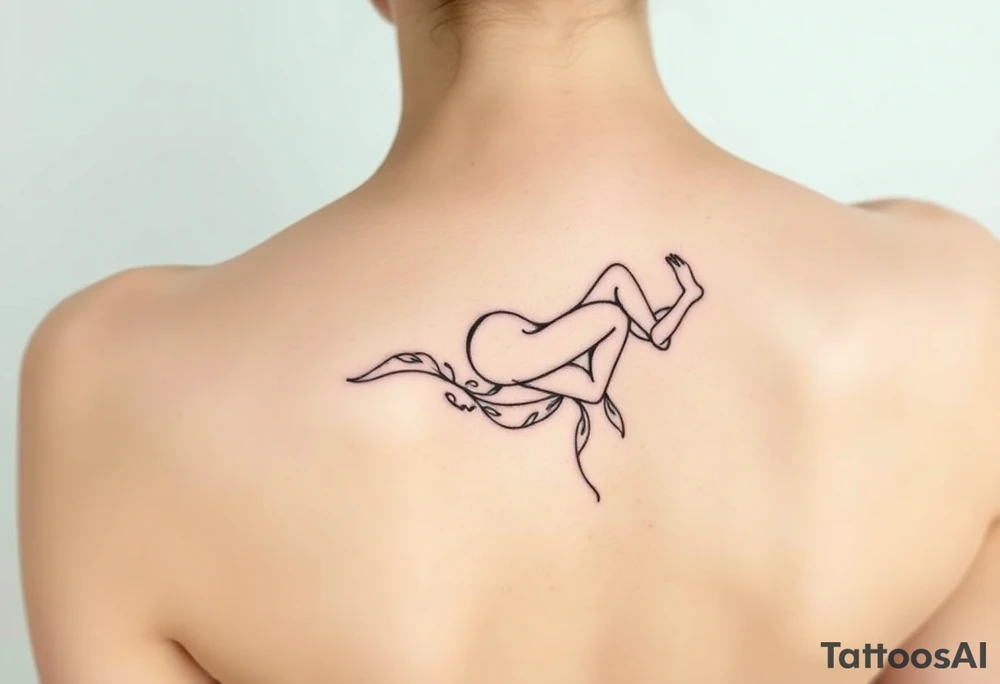 delicate small silhouette of woman lying on her side tattoo idea