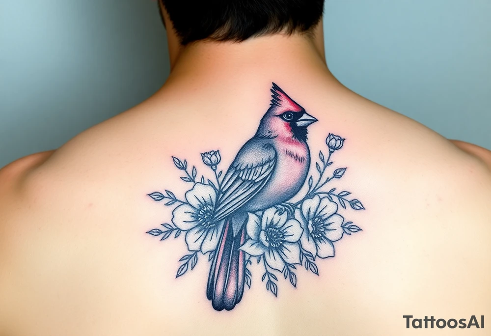 Cardinal with floral tattoo idea