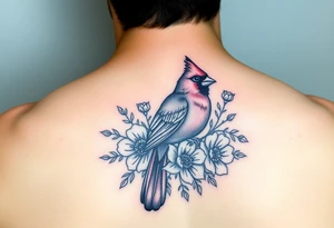Cardinal with floral tattoo idea