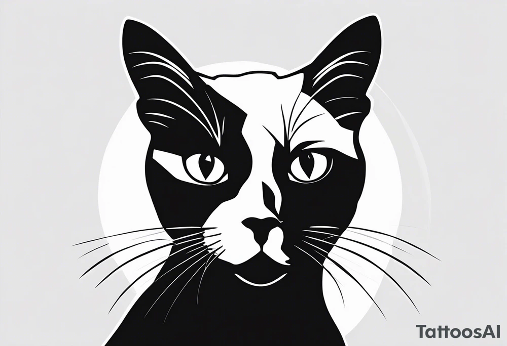 pop-art style black cat tattoo idea