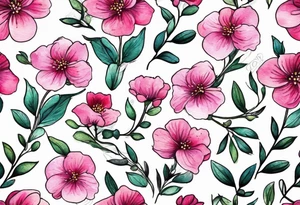 Small Pink flowers with decorative dott pattern and libra tattoo idea