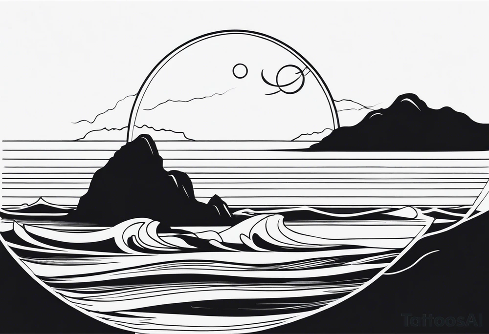 something with the moon and ocean very simple tattoo idea