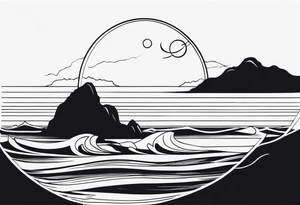 something with the moon and ocean very simple tattoo idea